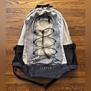 The North Face Jester Gray and Cream colored Backpack (pre owned)